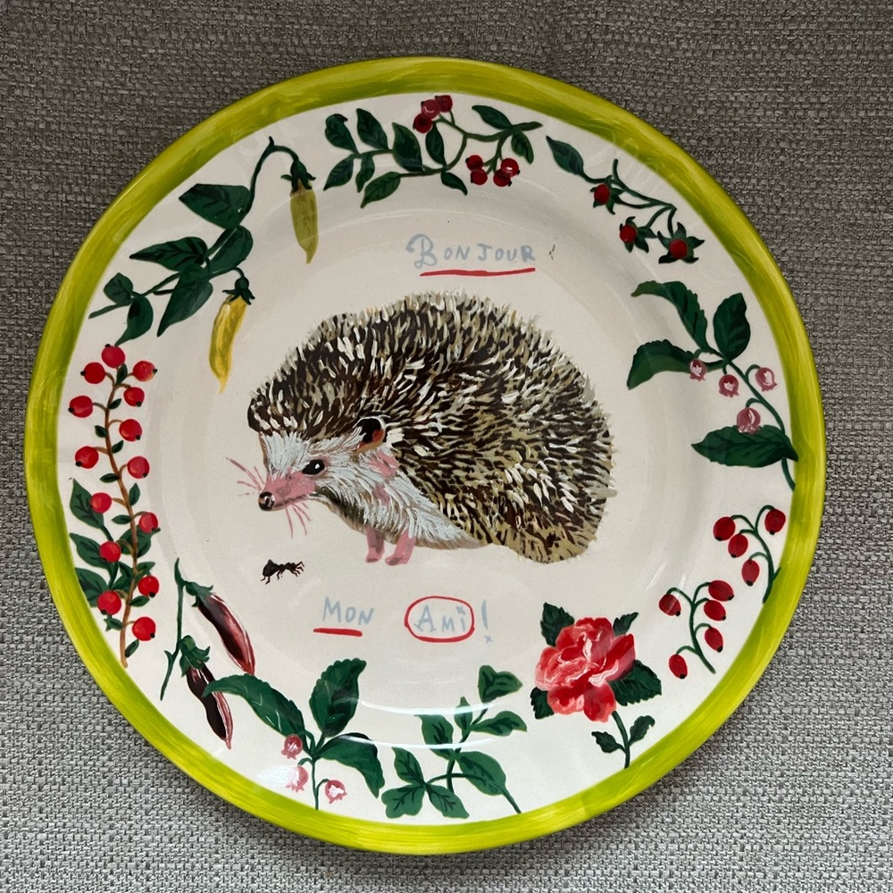 Anthropologie Nathalie Lete heritage hedgehog dinner plate NWT no issues